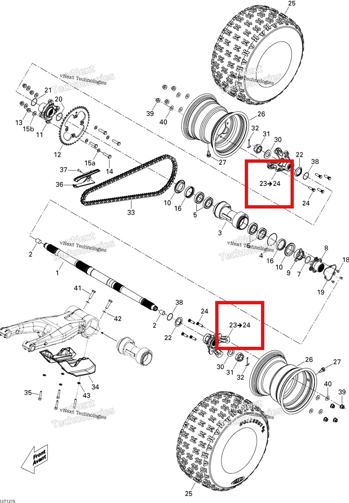 Деталь 705500664 на схеме узла 2015 Can-Am DS 450EFI STD Drive System, Rear