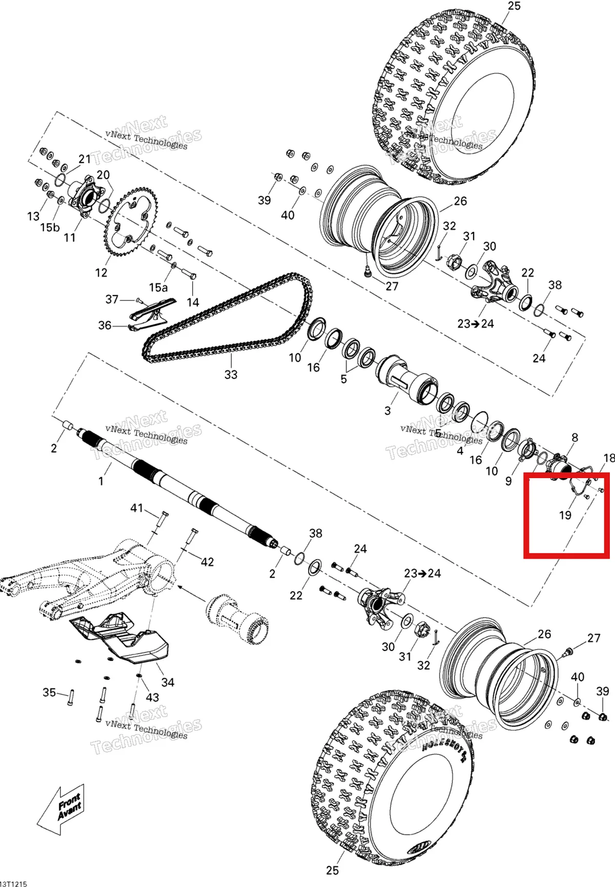 Деталь 705500669 на схеме узла 2015 Can-Am DS 450EFI STD Drive System, Rear