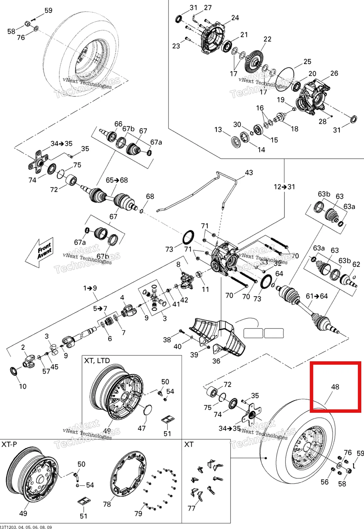 Деталь 705500685 на схеме узла 2012 Can-Am Outlander MAX 800REFI STD, XT & XT-P Drive System, Rear
