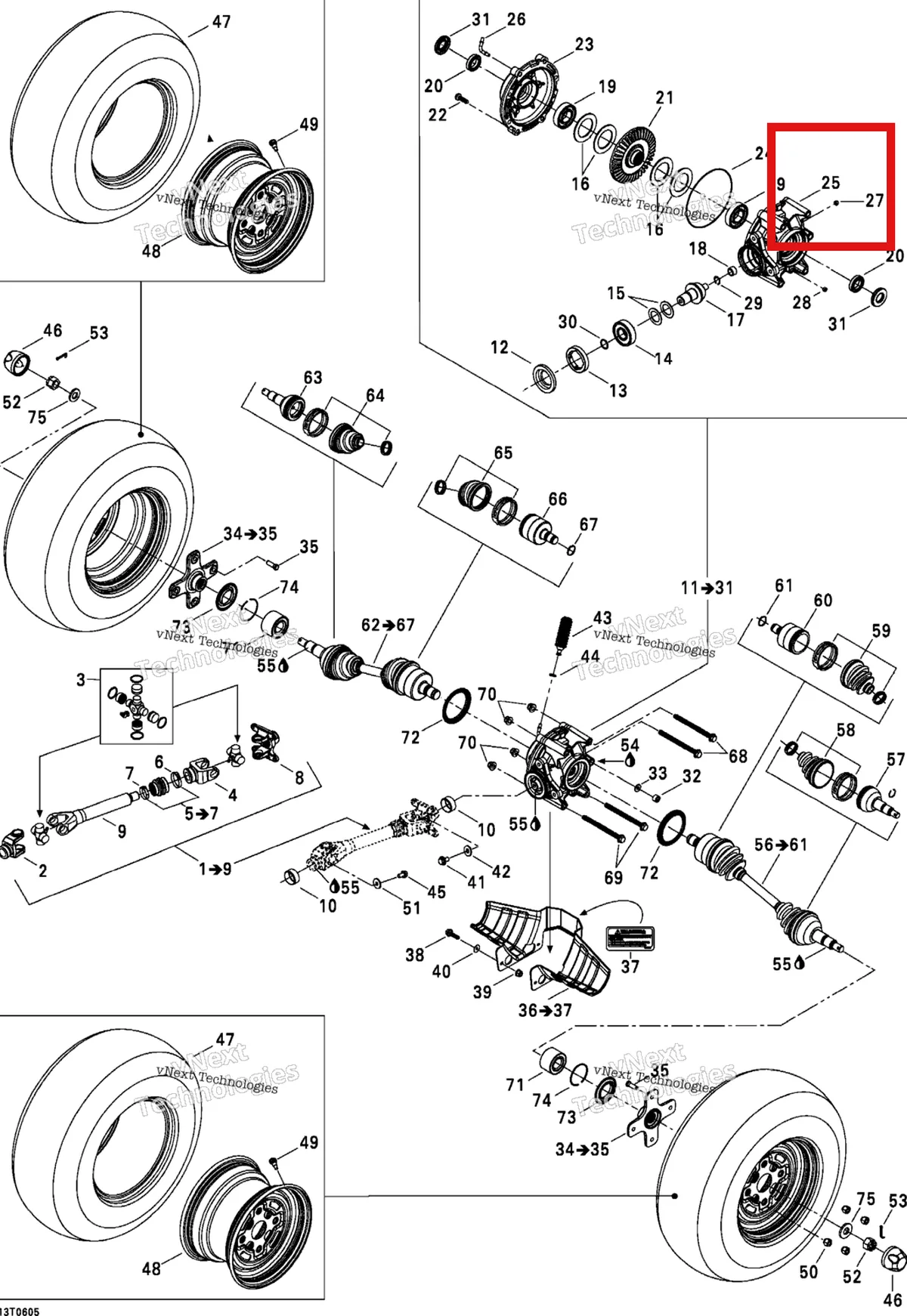 Деталь 705500699 на схеме узла 2006 Can-Am Outlander 400 STD 4 X 4 Drive System, Rear Std