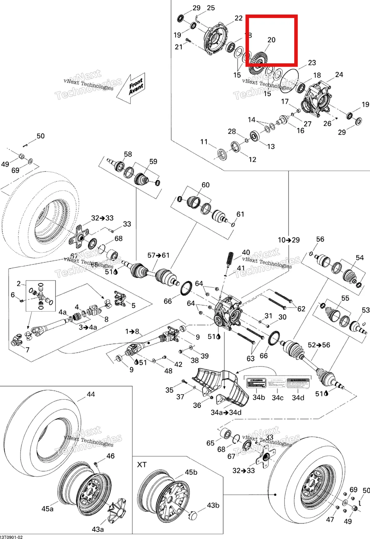 Деталь 705500775 на схеме узла 2009 Can-Am Outlander Max 400 EFI Drive System, Rear