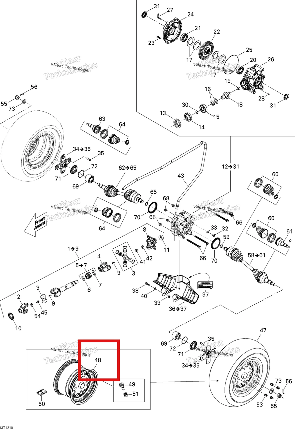 Деталь 705500837 на схеме узла 2012 Can-Am Renagade 500EFI STD Drive System, Rear