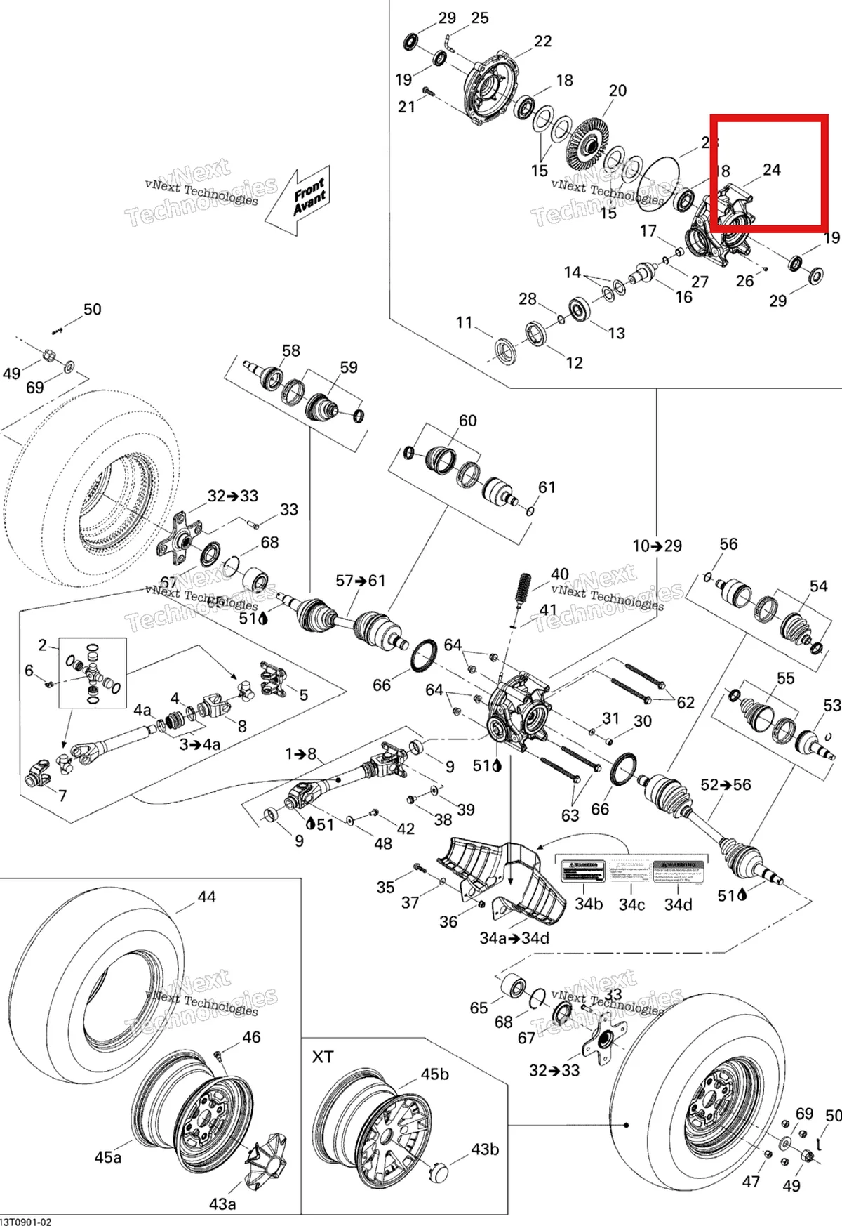 Деталь 705500843 на схеме узла 2009 Can-Am Outlander Max 400 EFI Drive System, Rear