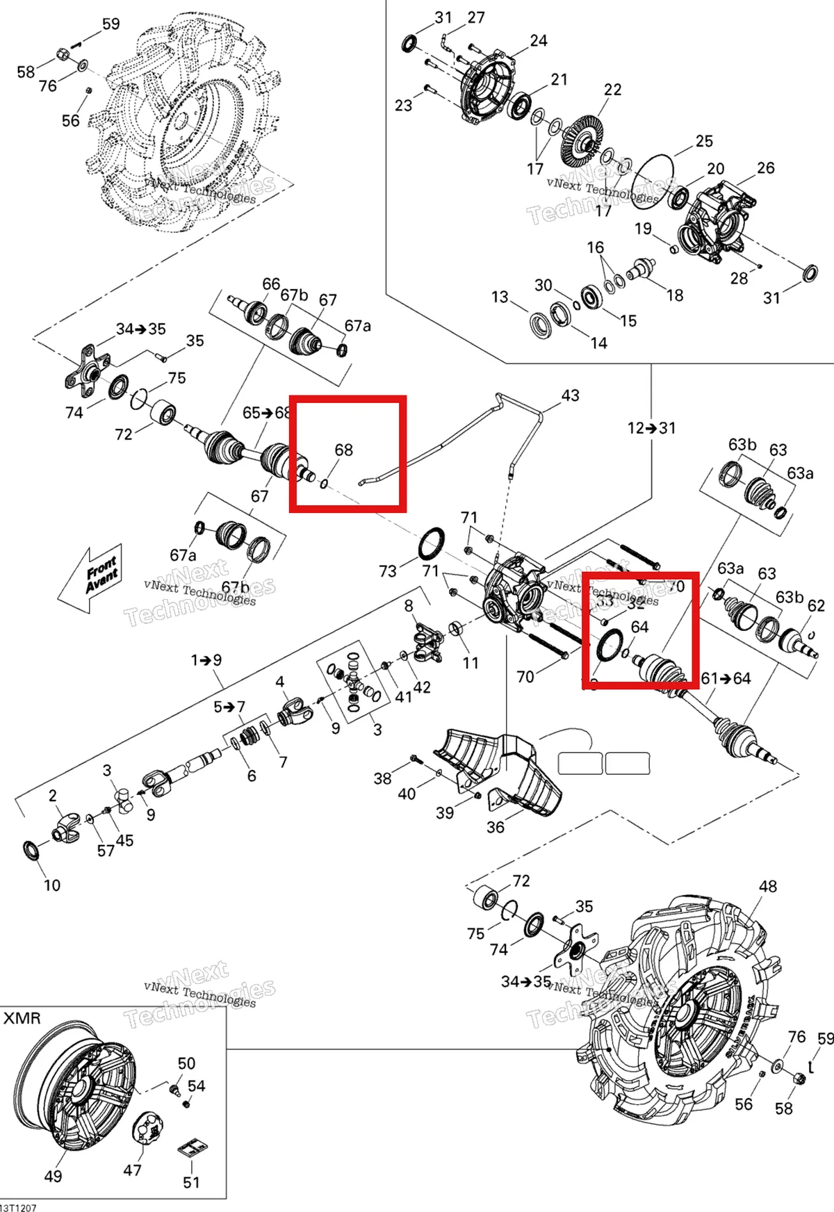 Деталь 705500845 на схеме узла 2012 Can-Am Outlander 800REFI Xmr Drive System, Rear