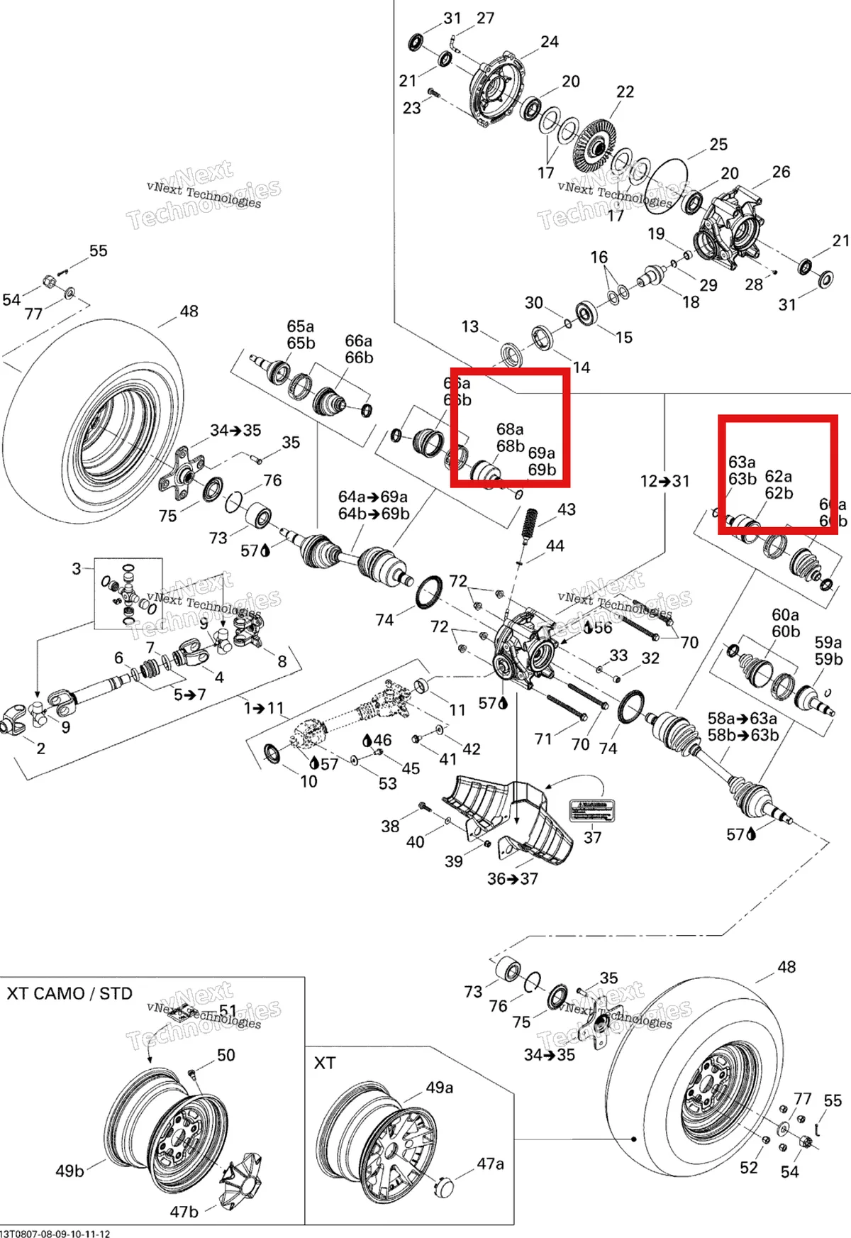 Деталь 705500871 на схеме узла 2008 Can-Am Outlander MAX 650 STD Drive System, Rear Std