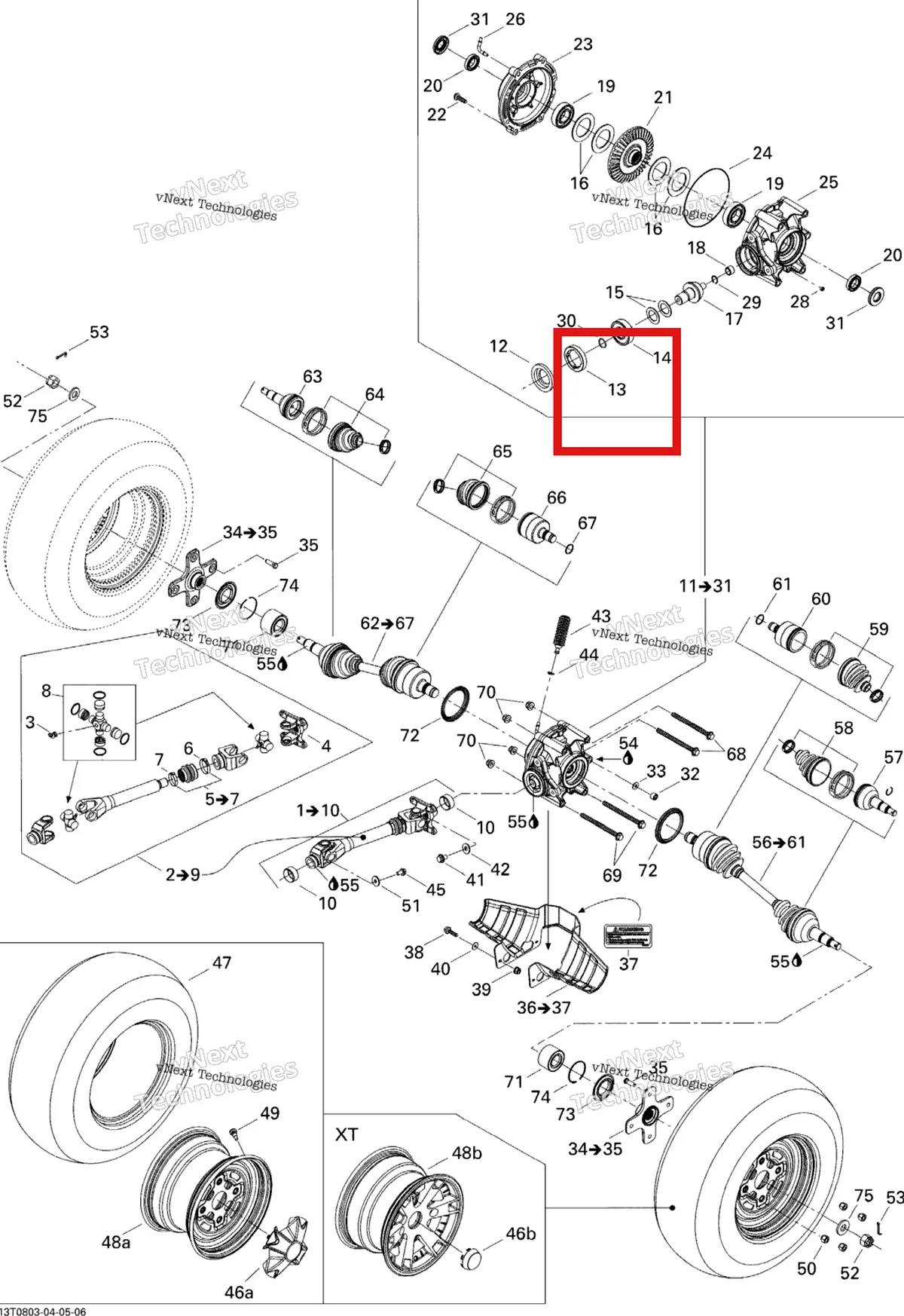 Деталь 705500905 (Гайка Can-Am Outlander MAX 800 XT (2008) (705500905)) на схеме узла 2008 Can-Am Outlander MAX 400 EFI STD Drive System, Rear Std