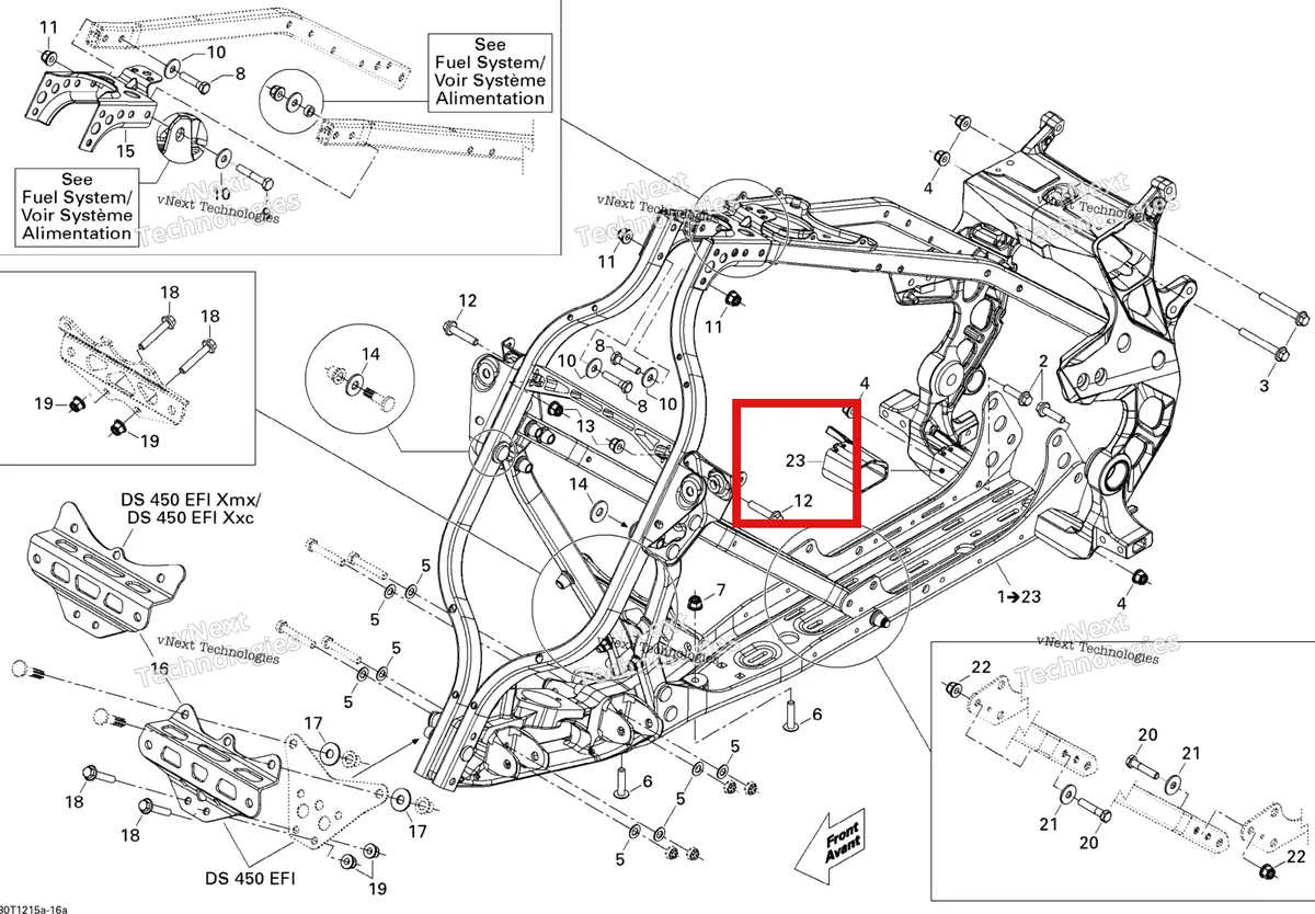 Деталь 705500931 на схеме узла 2015 Can-Am DS 450EFI STD Frame, System 1
