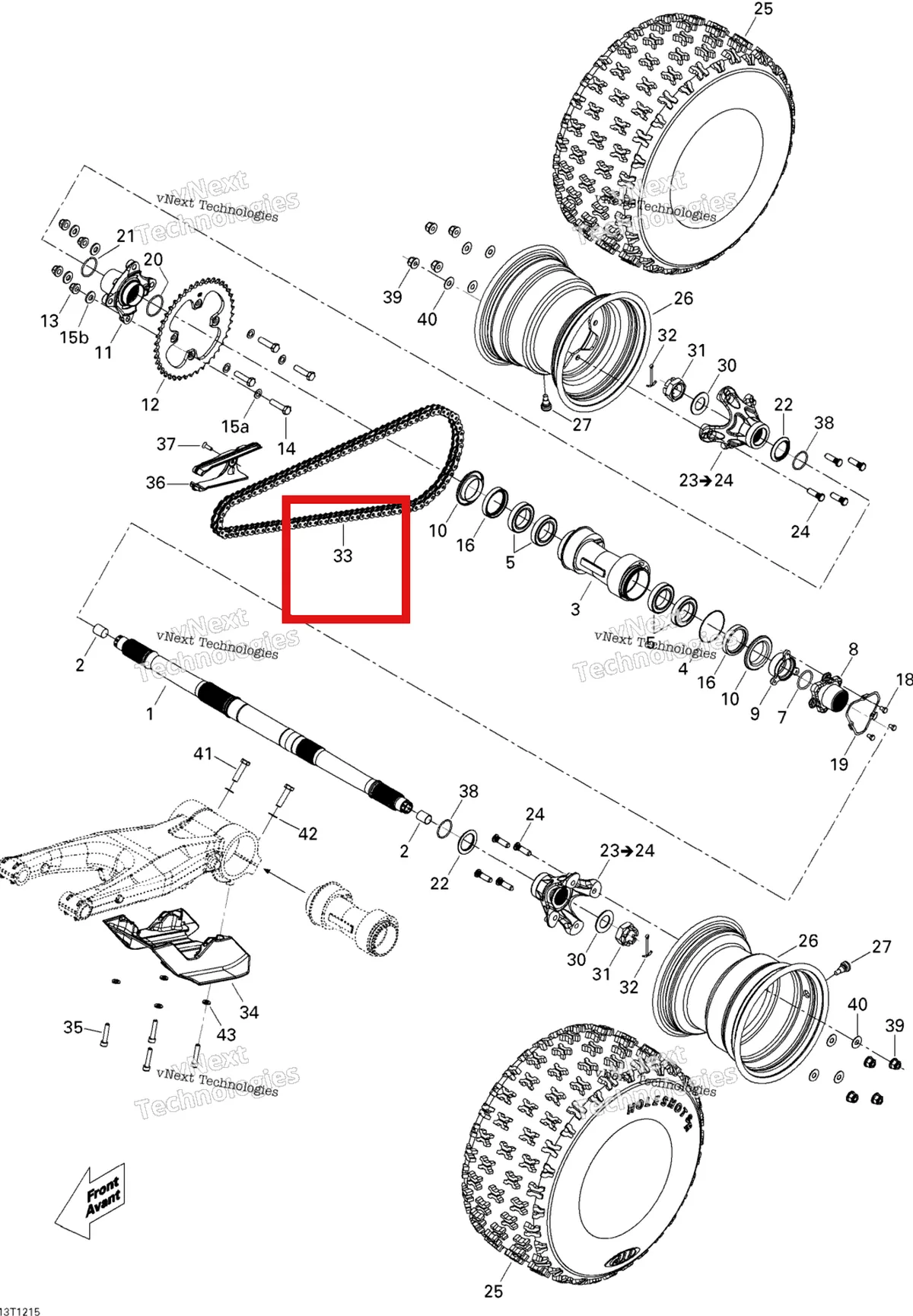 Деталь 705500948 на схеме узла 2015 Can-Am DS 450EFI STD Drive System, Rear