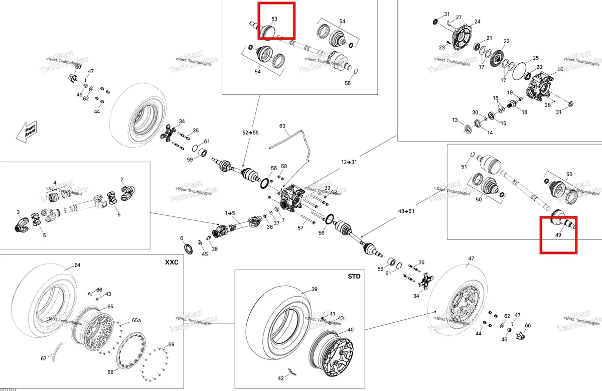 Деталь 705500980 на схеме узла 2012 Can-Am Renegade STD, XXC, 800R EFI Drive System, Rear