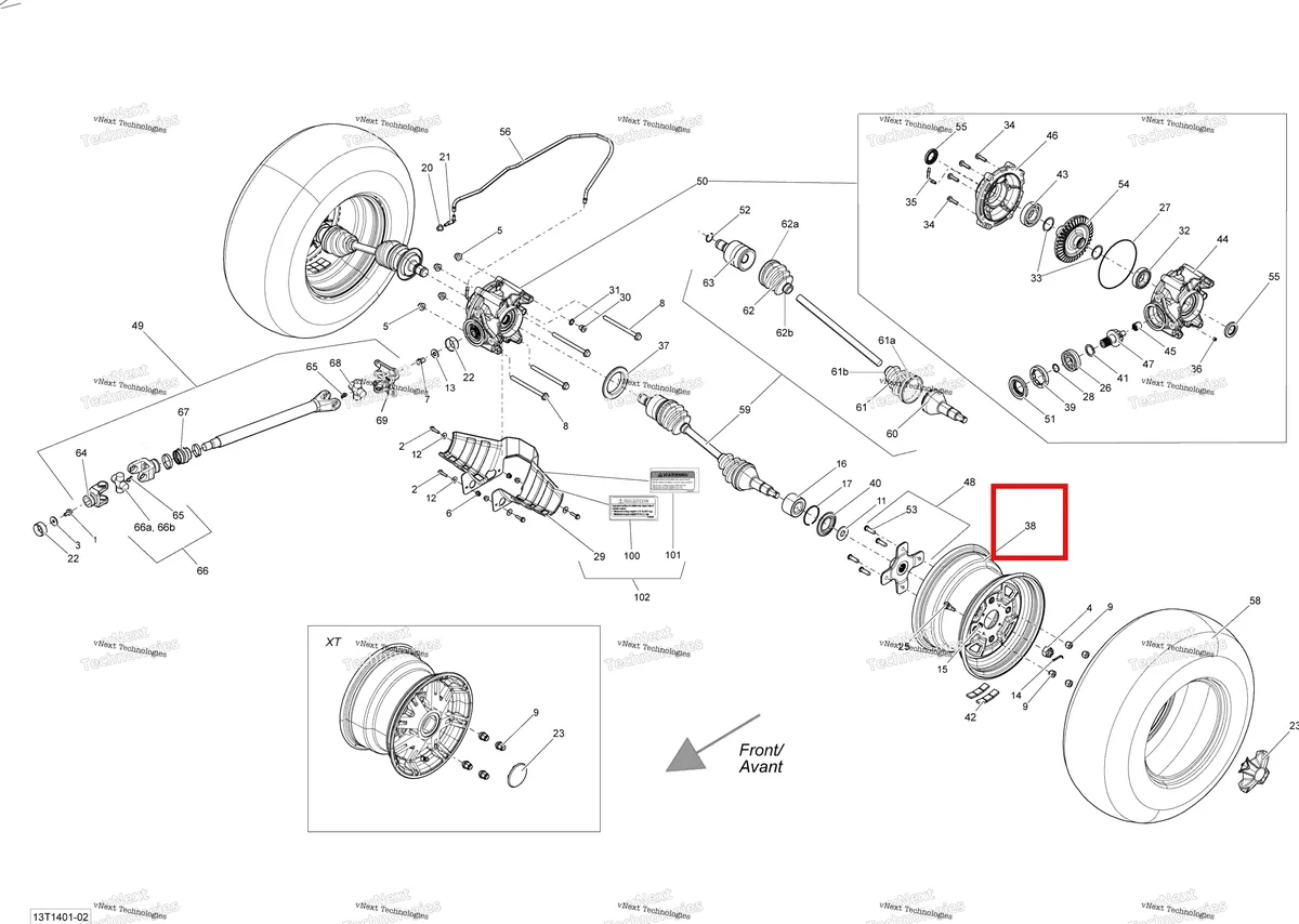 Деталь 705500986 на схеме узла 2014 Can-Am OUTLANDER 400 EFI, STD, XT Drive System, Rear