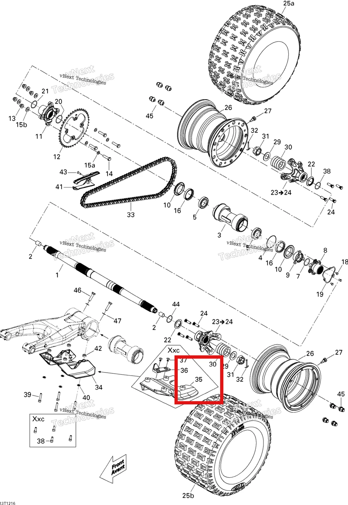 Деталь 705501064 на схеме узла 2015 Can-Am DS 450EFI XXC, XMX Drive System, Rear