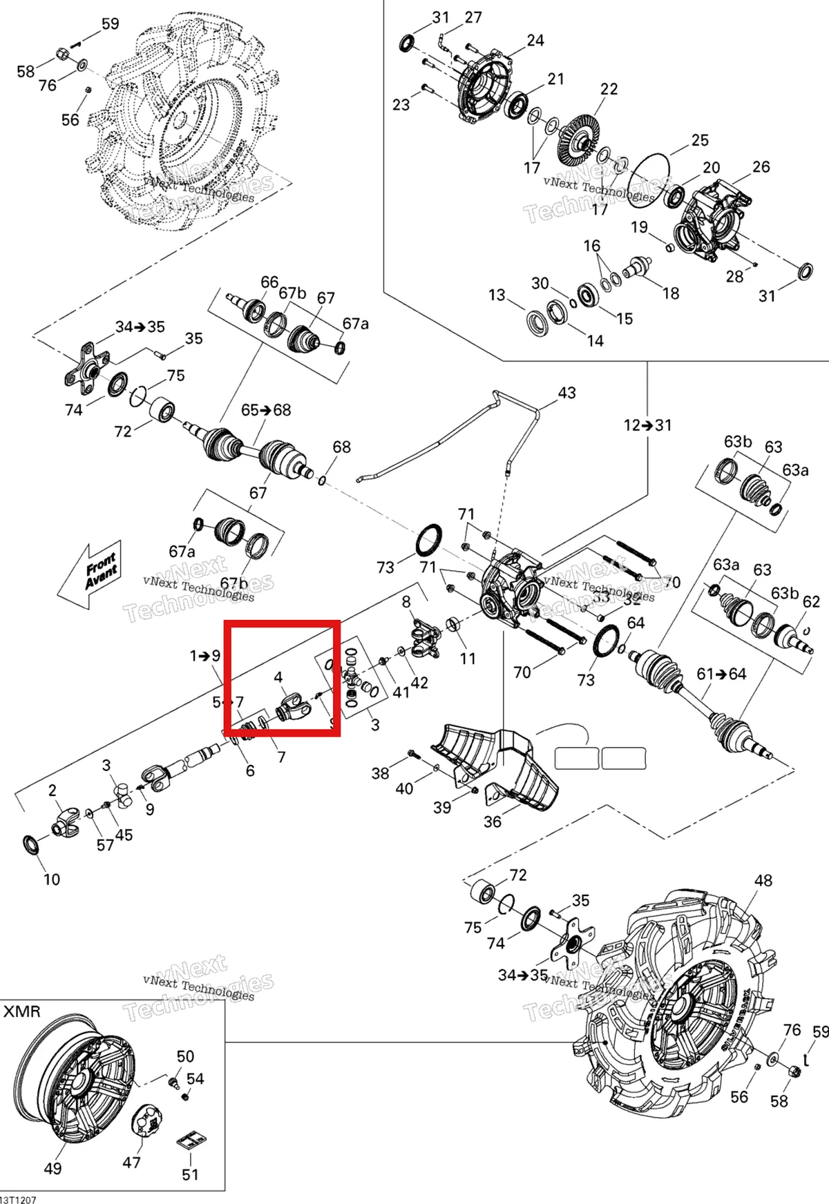Деталь 705501072 на схеме узла 2012 Can-Am Outlander 800REFI Xmr Drive System, Rear