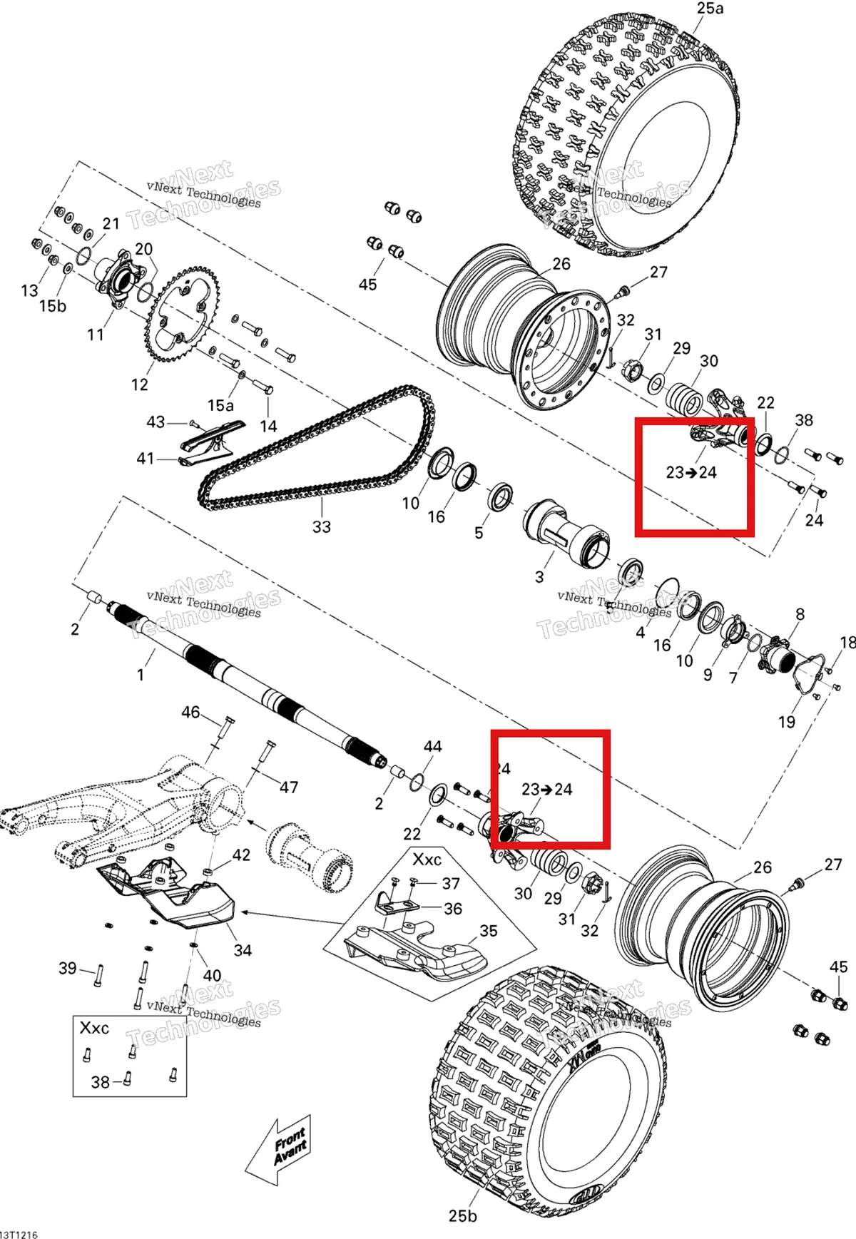 Деталь 705501075 на схеме узла 2015 Can-Am DS 450EFI XXC, XMX Drive System, Rear