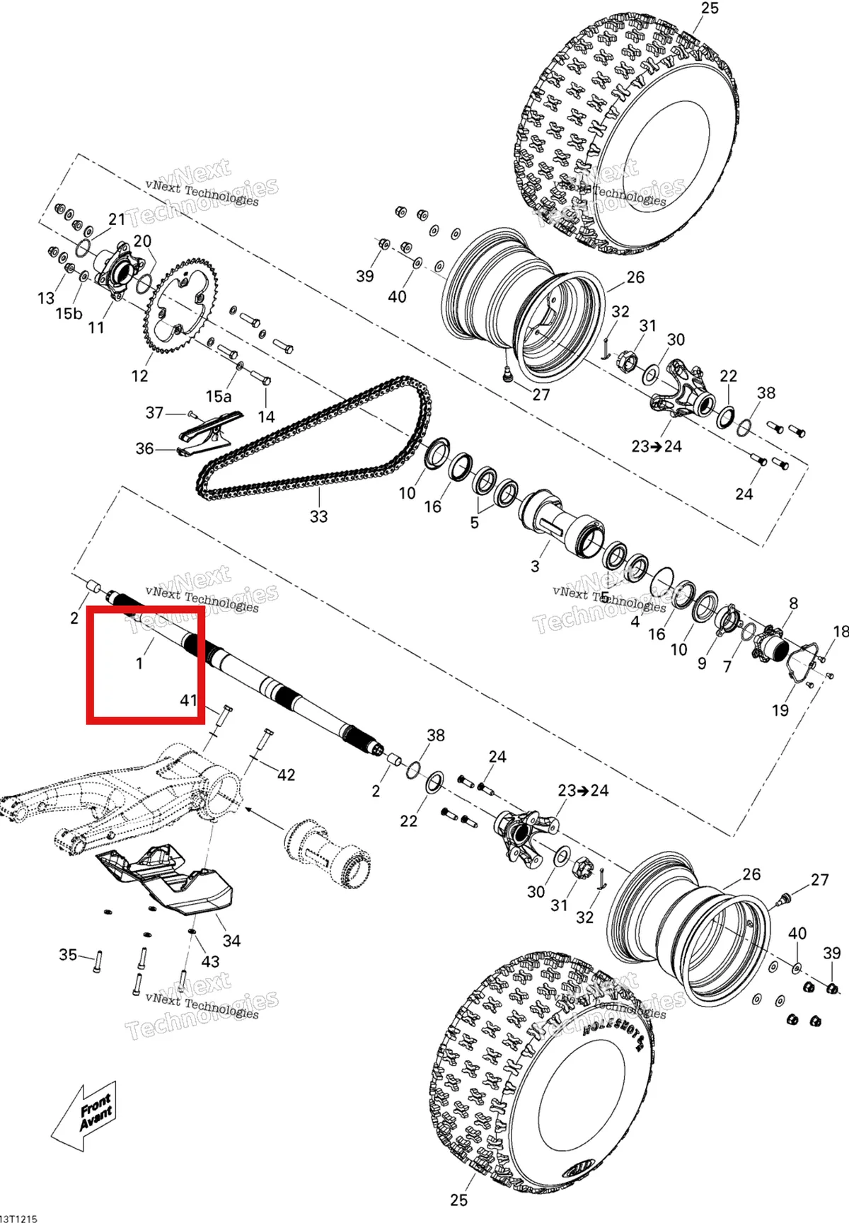 Деталь 705501079 на схеме узла 2015 Can-Am DS 450EFI STD Drive System, Rear