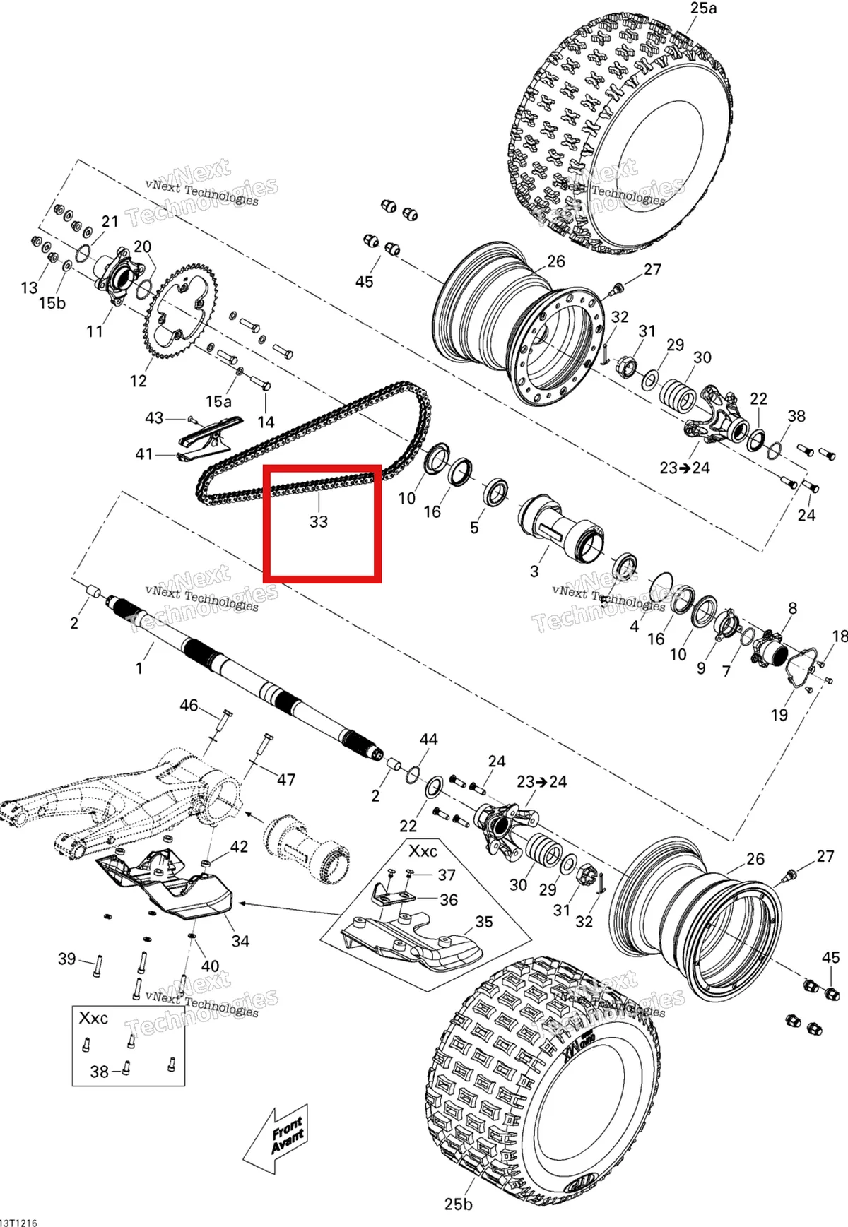 Деталь 705501084 на схеме узла 2015 Can-Am DS 450EFI XXC, XMX Drive System, Rear