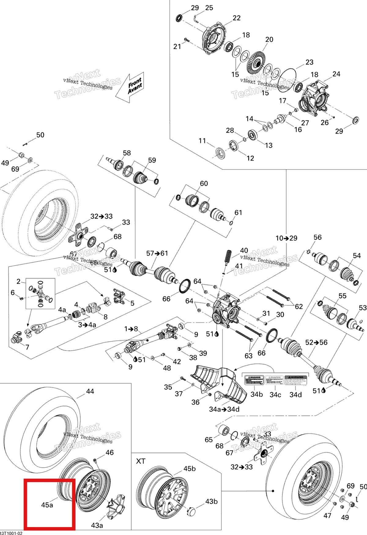Деталь 705501136 на схеме узла 2010 Can-Am Outlander 400 EFI Drive System, Rear