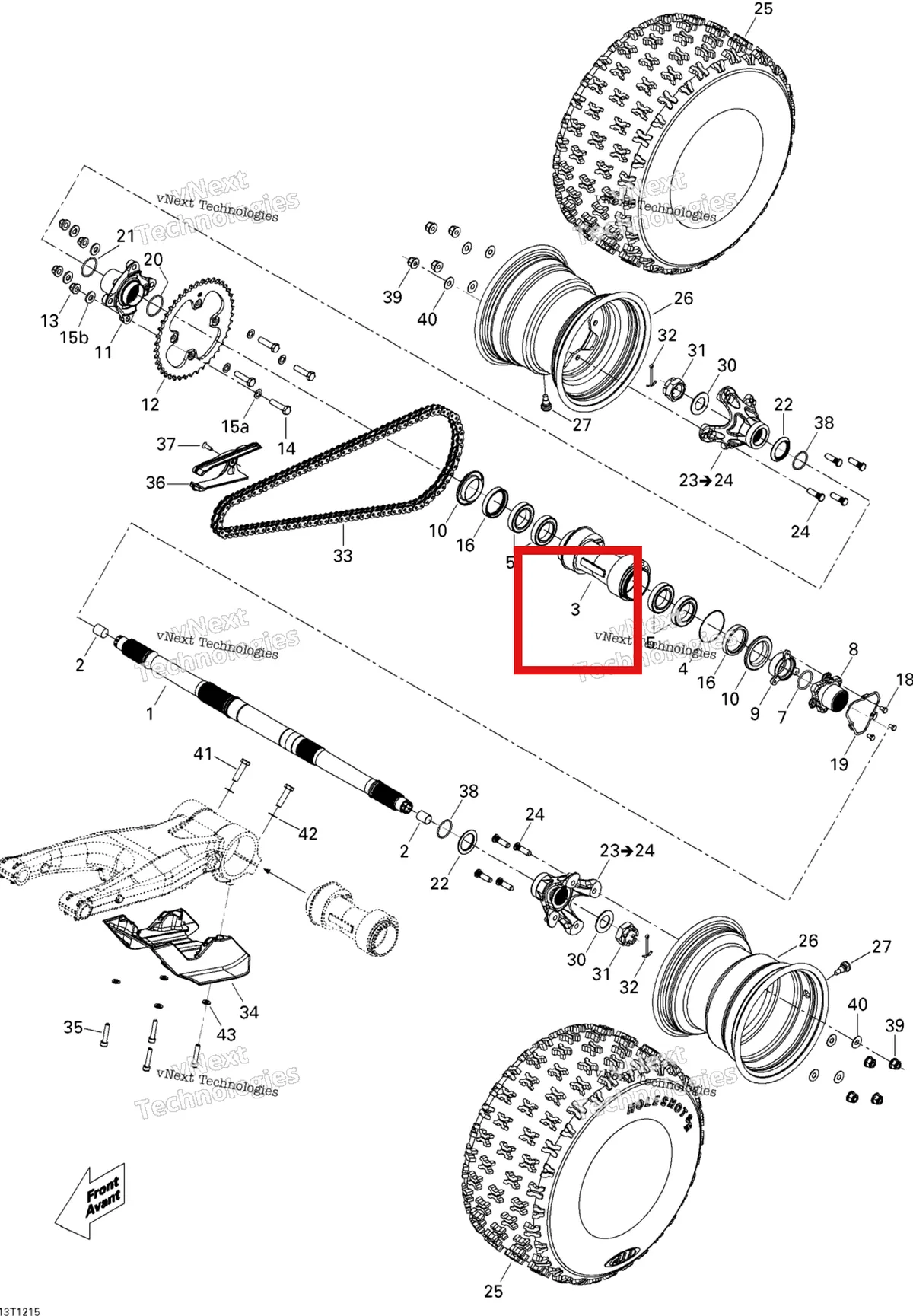 Деталь 705501159 на схеме узла 2015 Can-Am DS 450EFI STD Drive System, Rear