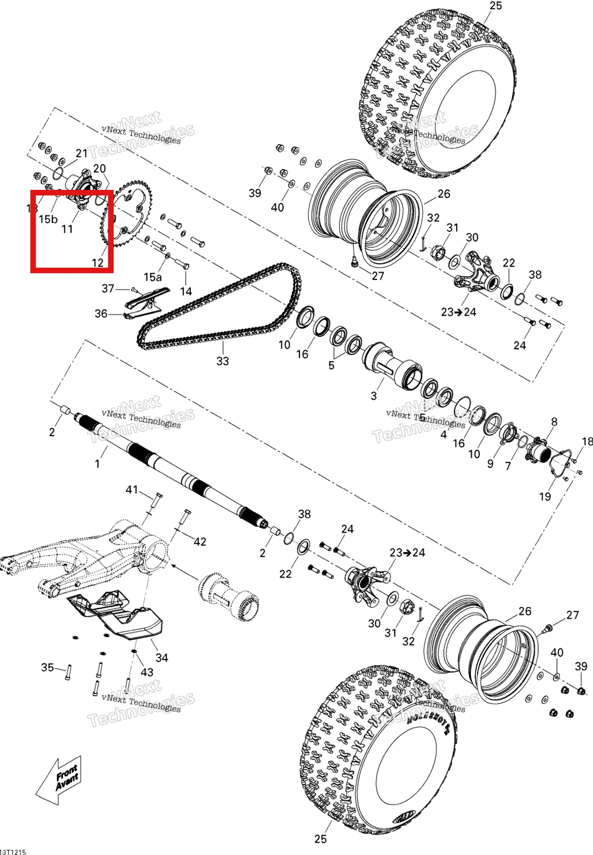 Деталь 705501161 на схеме узла 2015 Can-Am DS 450EFI STD Drive System, Rear