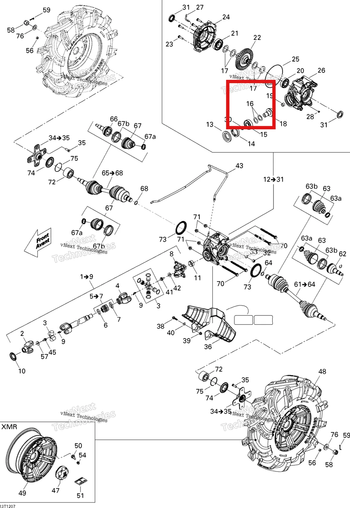 Деталь 705501163 на схеме узла 2012 Can-Am Outlander 800REFI Xmr Drive System, Rear