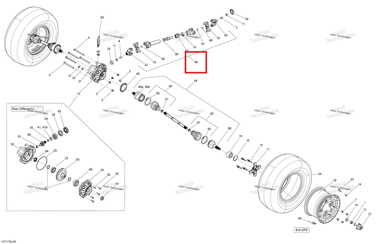 Деталь 705501407 (Задний Propeller вал в сборе Can-Am Outlander MAX 800R EFI DPS XT XT-P (2014) (705501407)) на схеме узла 2017 Can-Am Outlander 6X6 - 650 EFI Drive System, Rear