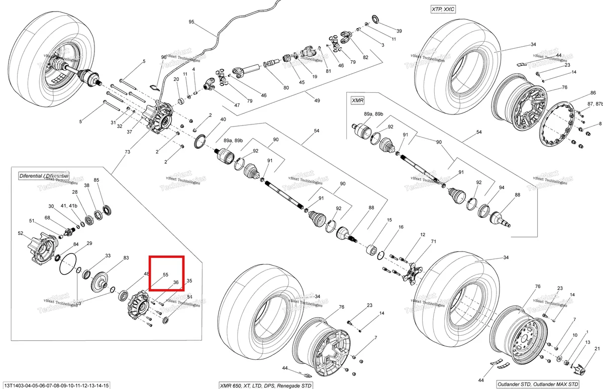 Деталь 705501507 на схеме узла 2014 Can-Am OUTLANDER MAX 1000EFI LTD Drive System, Rear