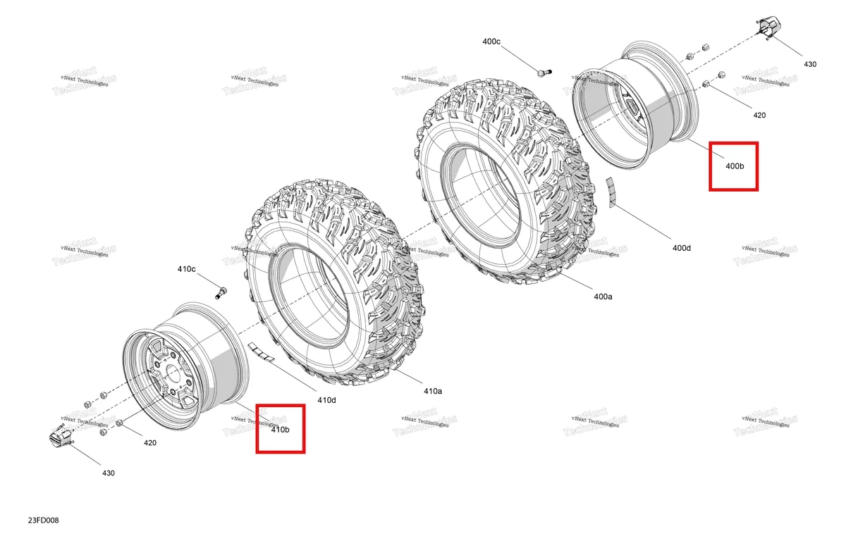 Деталь 705501607 на схеме узла 2024 Can-Am Outlander 700 4X4 - 1CRB - STD Package - Legion Red Drive - Rear Wheels