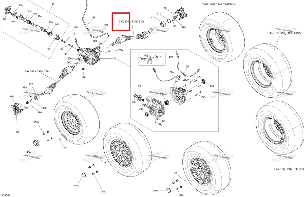 Деталь 705501630 на схеме узла STD, XT, LSV Drive System, Rear