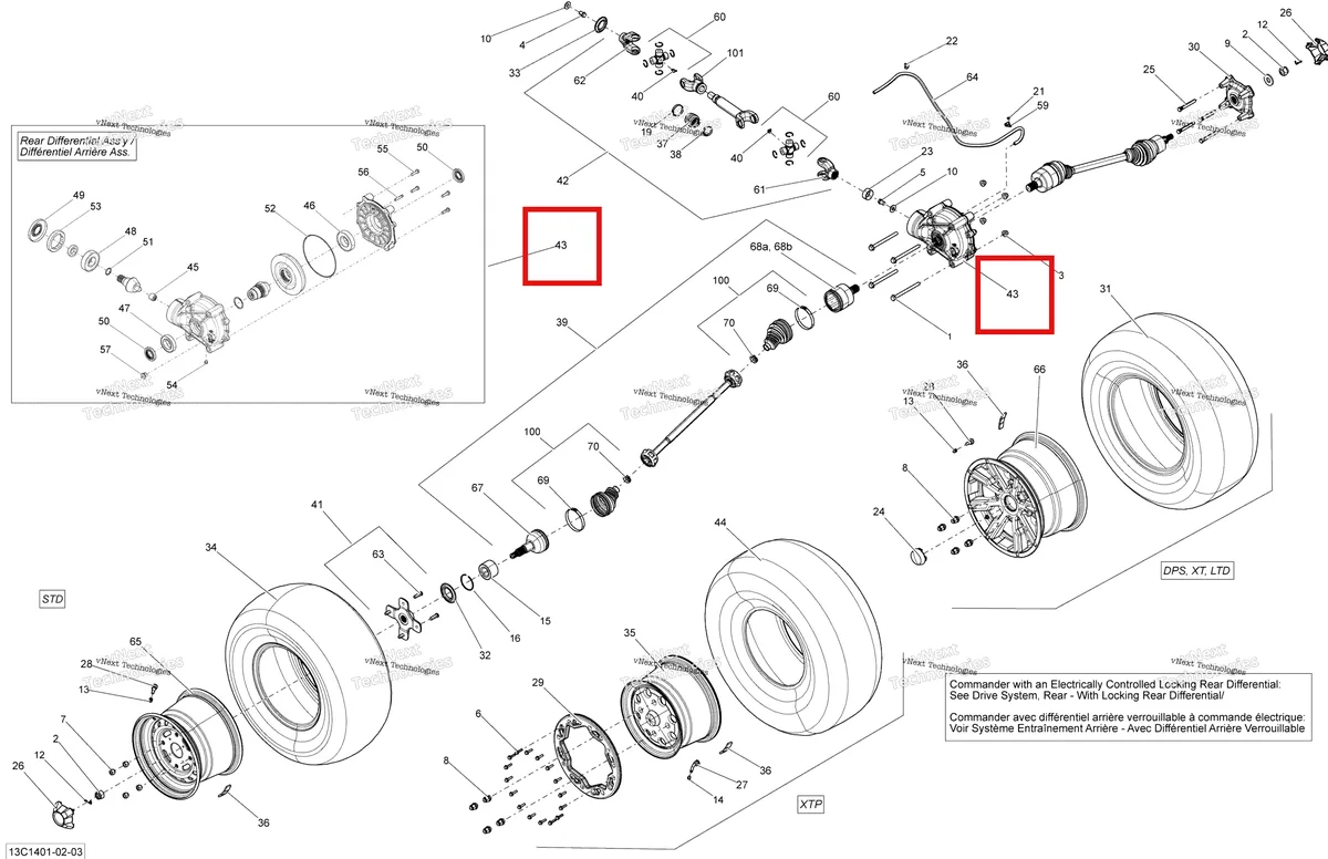Деталь 705501804 на схеме узла 2014 Can-Am COMMANDER 1000 STD, DPS, XT, XT-P Drive System, Rear