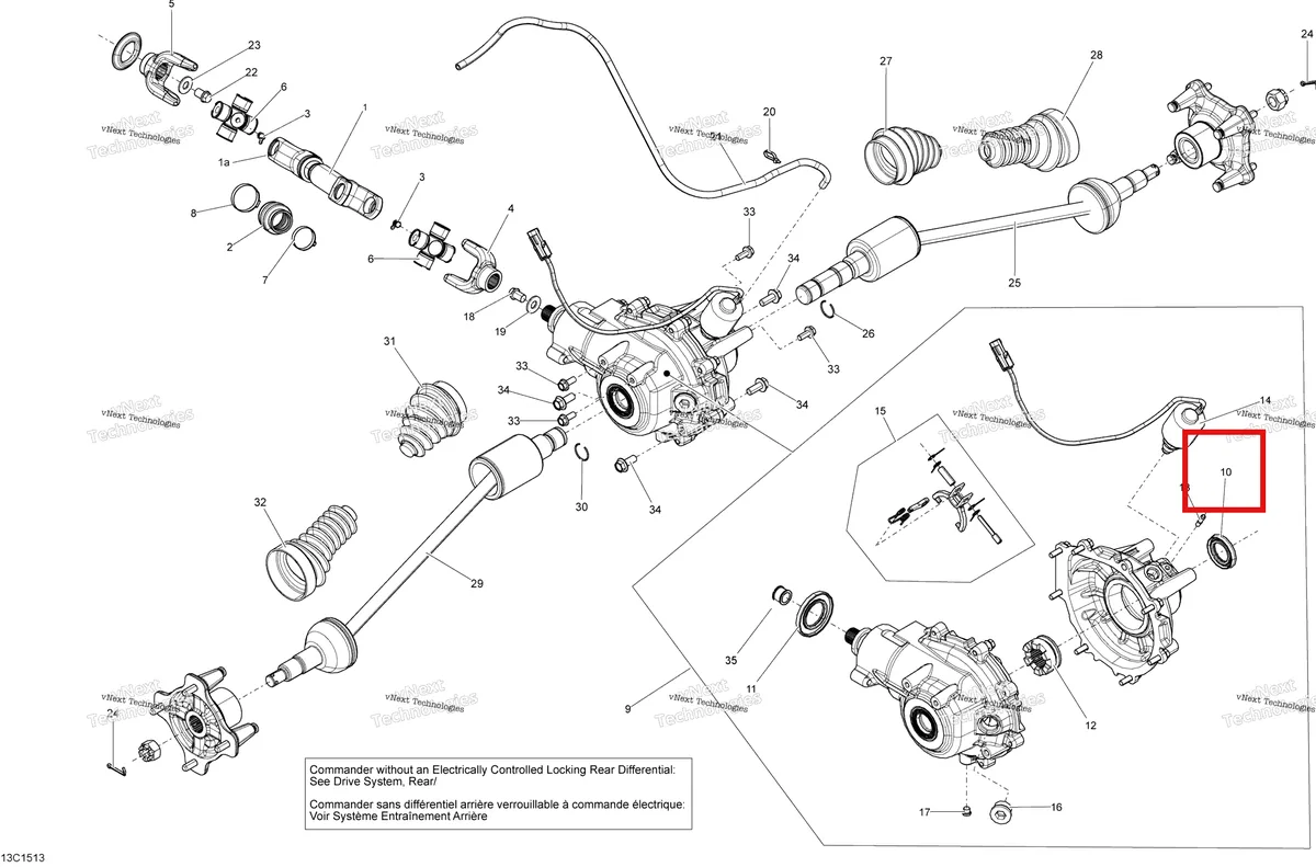 Деталь 705501824 на схеме узла 2015 Can-Am COMMANDER 1000_STD_DPS_XT_XTP Drive System, Rear - With Locking Rear Differential