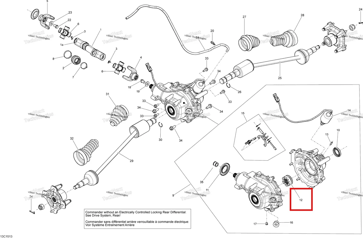 Деталь 705501825 на схеме узла 2015 Can-Am COMMANDER 1000_STD_DPS_XT_XTP Drive System, Rear - With Locking Rear Differential