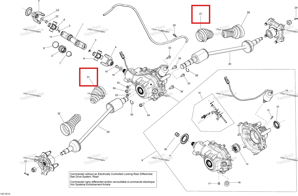Деталь 705501830 на схеме узла 2015 Can-Am COMMANDER 1000_STD_DPS_XT_XTP Drive System, Rear - With Locking Rear Differential