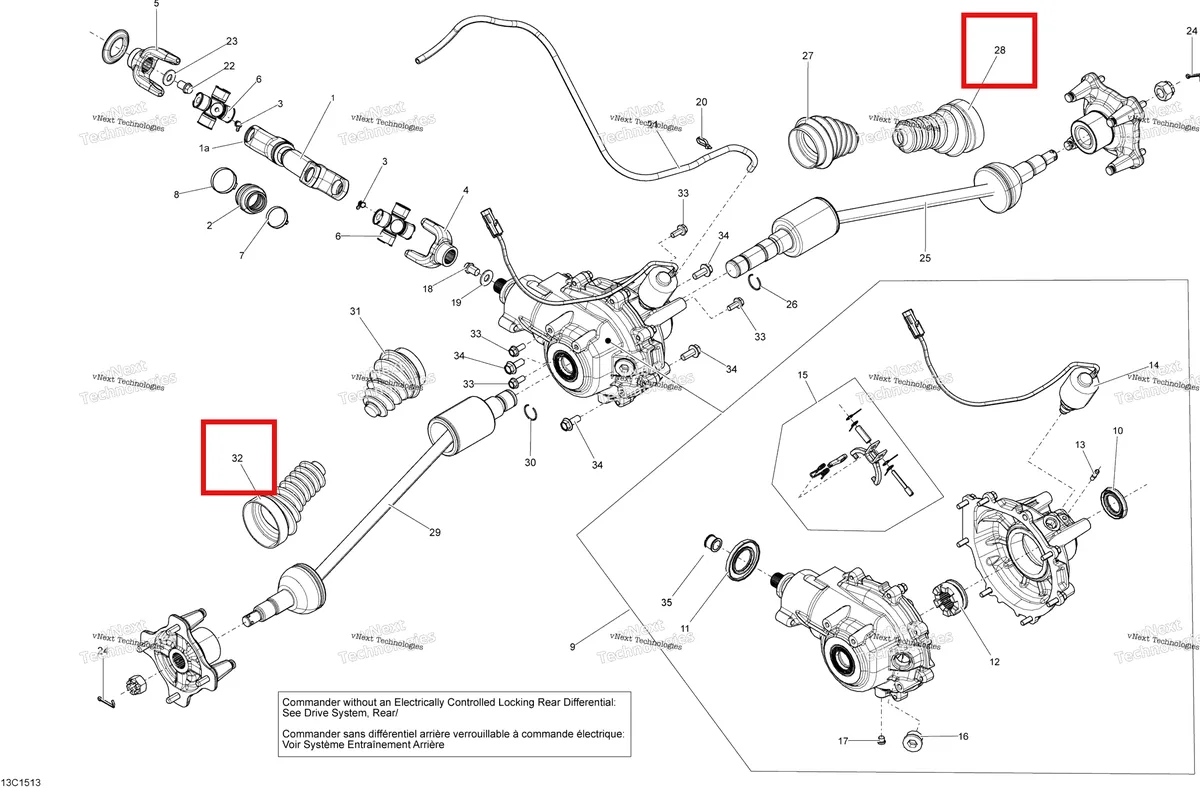 Деталь 705501831 на схеме узла 2015 Can-Am COMMANDER 1000_STD_DPS_XT_XTP Drive System, Rear - With Locking Rear Differential