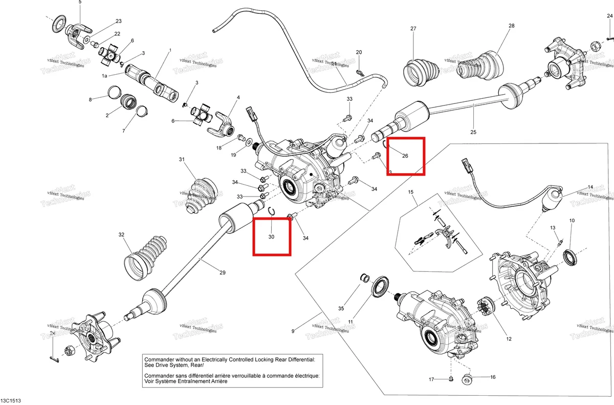 Деталь 705501832 на схеме узла 2015 Can-Am COMMANDER 1000_STD_DPS_XT_XTP Drive System, Rear - With Locking Rear Differential