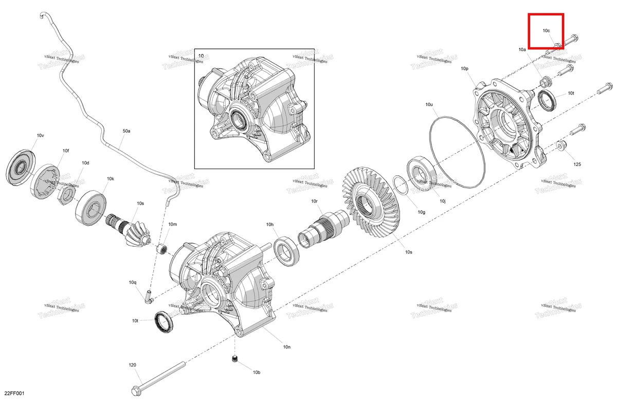 Деталь 705501886 на схеме узла 2026 Can-Am OUTLANDER - 4X4 - XT - 700 - 1GTB - CALI - Scandi Blue Drive - Final Drive Unit