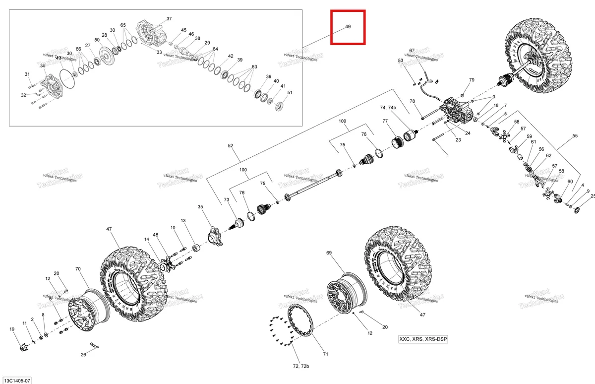 Деталь 705501912 на схеме узла 2014 Can-Am MAVERICK 1000, STD, XRS, XRS-DPS Drive System, Rear