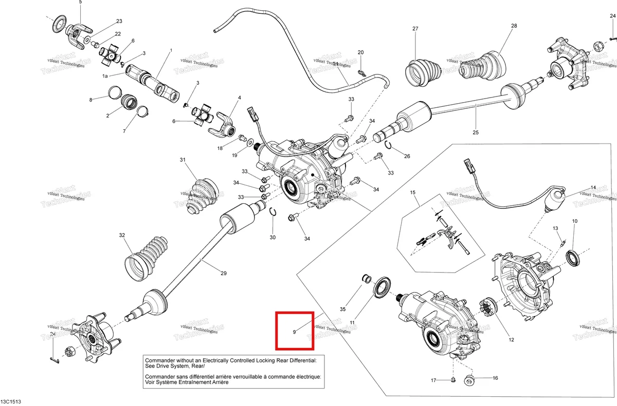 Деталь 705501942 на схеме узла 2015 Can-Am COMMANDER 1000_STD_DPS_XT_XTP Drive System, Rear - With Locking Rear Differential