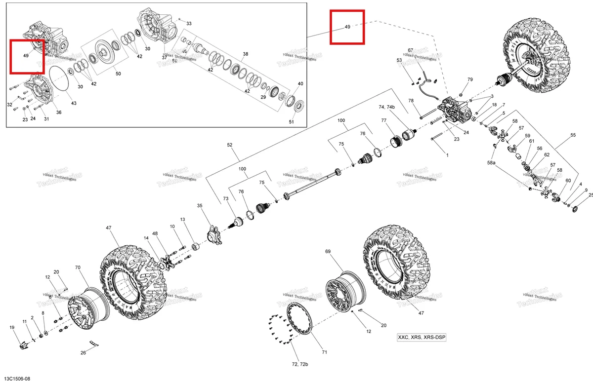 Деталь 705501958 на схеме узла 2015 Can-Am MAVERICK 1000_STD_XRS_XRS-DPS Drive System, Rear