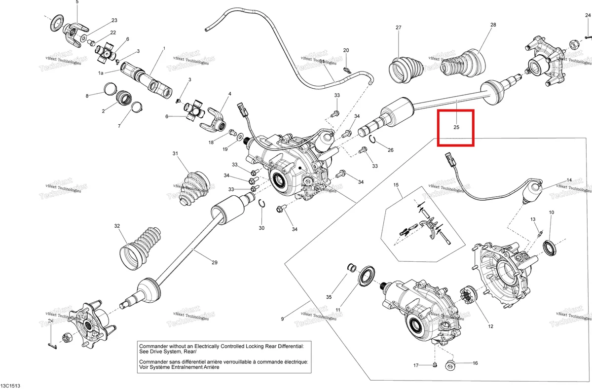 Деталь 705501967 на схеме узла 2015 Can-Am COMMANDER 1000_STD_DPS_XT_XTP Drive System, Rear - With Locking Rear Differential