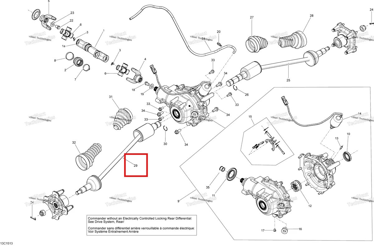 Деталь 705501968 на схеме узла 2015 Can-Am COMMANDER 1000_STD_DPS_XT_XTP Drive System, Rear - With Locking Rear Differential