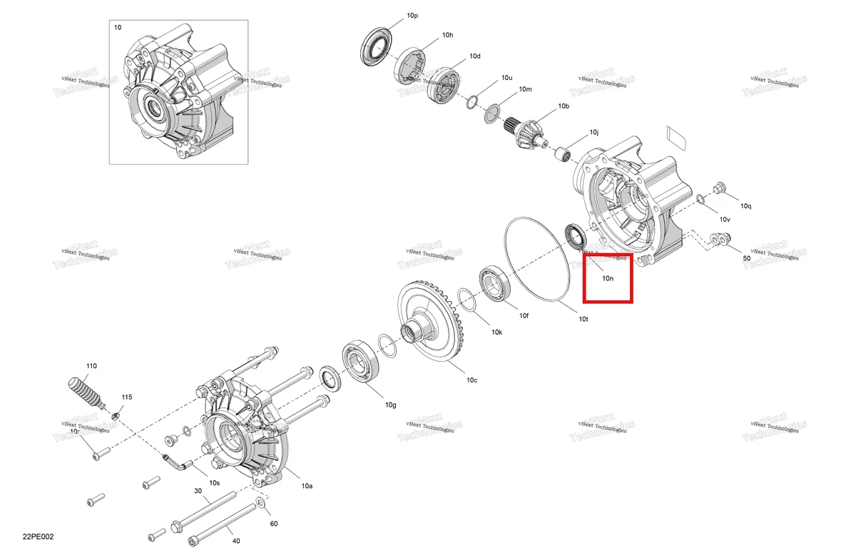 Деталь 705501996 на схеме узла 2025 Can-Am OUT-MAX - 6X6 - DPS - 650 EFI - 5YSA - Tundra Green Drive - Final Drive Unit