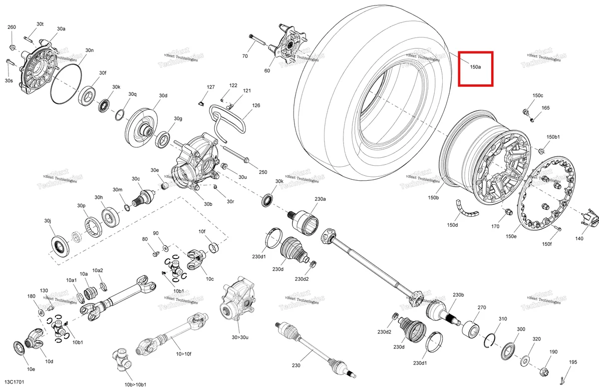 Деталь 705502019 на схеме узла 2017 Can-Am Commander - Commander Max Drive System, Rear - All Models