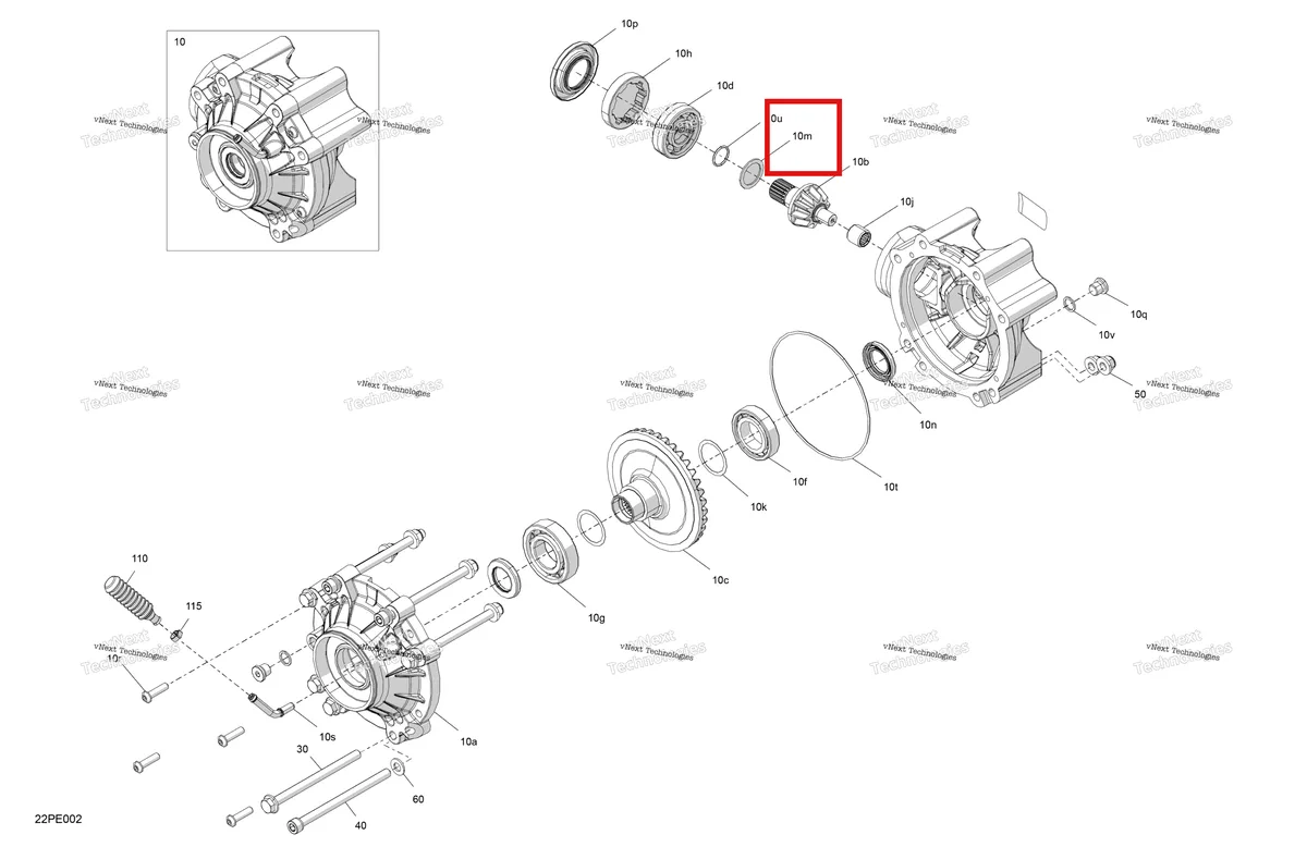 Деталь 705502061 на схеме узла 2025 Can-Am OUT-MAX - 6X6 - DPS - 650 EFI - 5YSA - Tundra Green Drive - Final Drive Unit