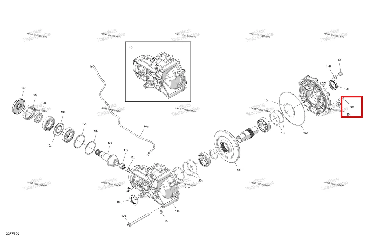 Деталь 705502063 на схеме узла 2026 Can-Am OUTLANDER - 4X4 - XT - 1000R - 4FTE - CALI - Compass Green Drive - Final Drive Unit