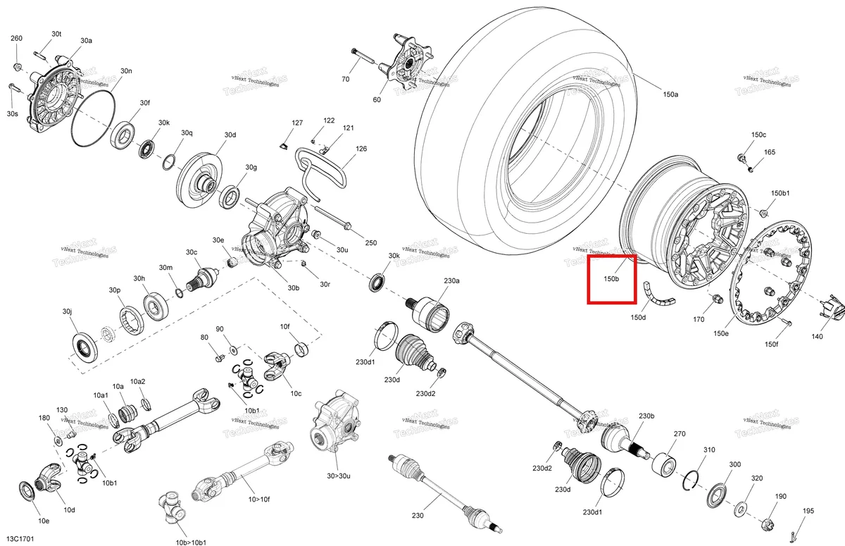 Деталь 705502101 на схеме узла 2017 Can-Am Commander - Commander Max Drive System, Rear - All Models