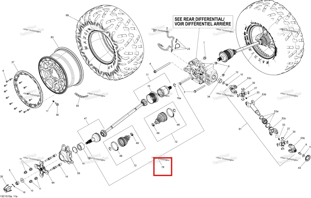 Деталь 705502235 на схеме узла 2015 Can-Am MAVERICK 1000 XDS-DPS Drive System, Rear