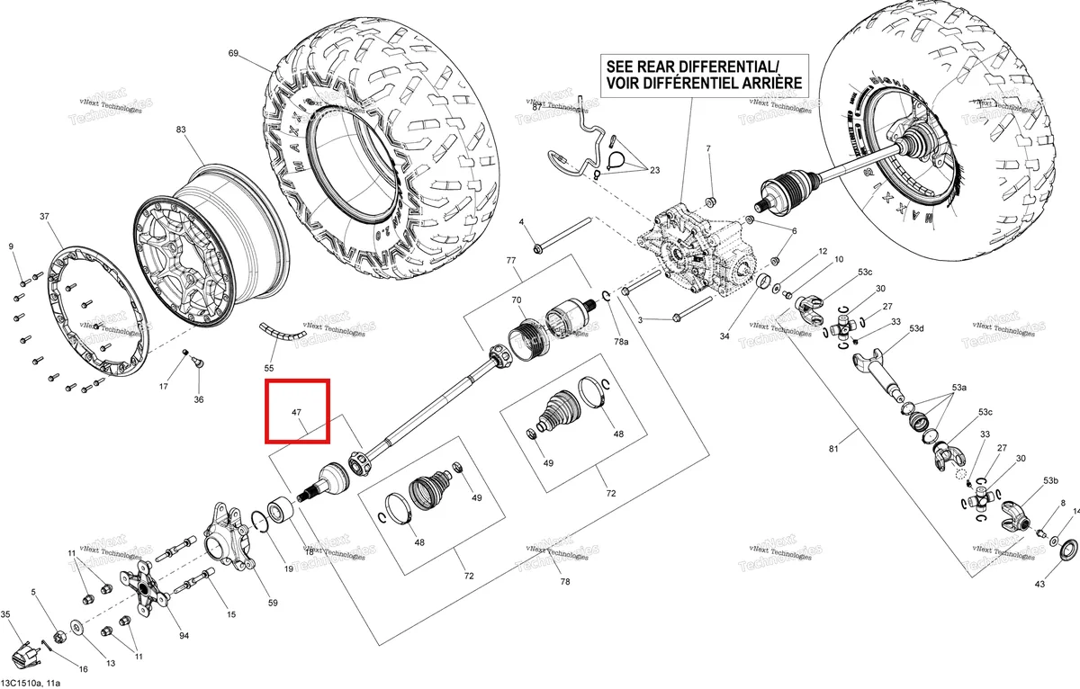 Деталь 705502236 на схеме узла 2015 Can-Am MAVERICK 1000 XDS-DPS Drive System, Rear