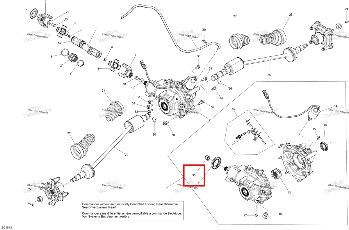 Деталь 705502247 на схеме узла 2015 Can-Am COMMANDER 1000_STD_DPS_XT_XTP Drive System, Rear - With Locking Rear Differential