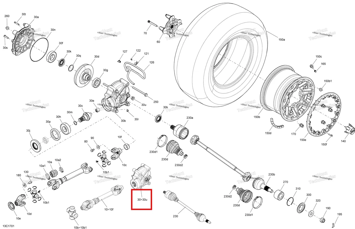 Деталь 705502331 на схеме узла 2017 Can-Am Commander - Commander Max Drive System, Rear - All Models