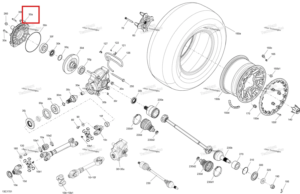 Деталь 705502332 на схеме узла 2017 Can-Am Commander - Commander Max Drive System, Rear - All Models