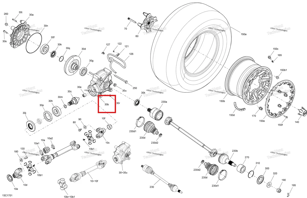 Деталь 705502333 на схеме узла 2017 Can-Am Commander - Commander Max Drive System, Rear - All Models